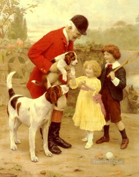  children Oil Painting - The Huntsmans Pet idyllic children Arthur John Elsley